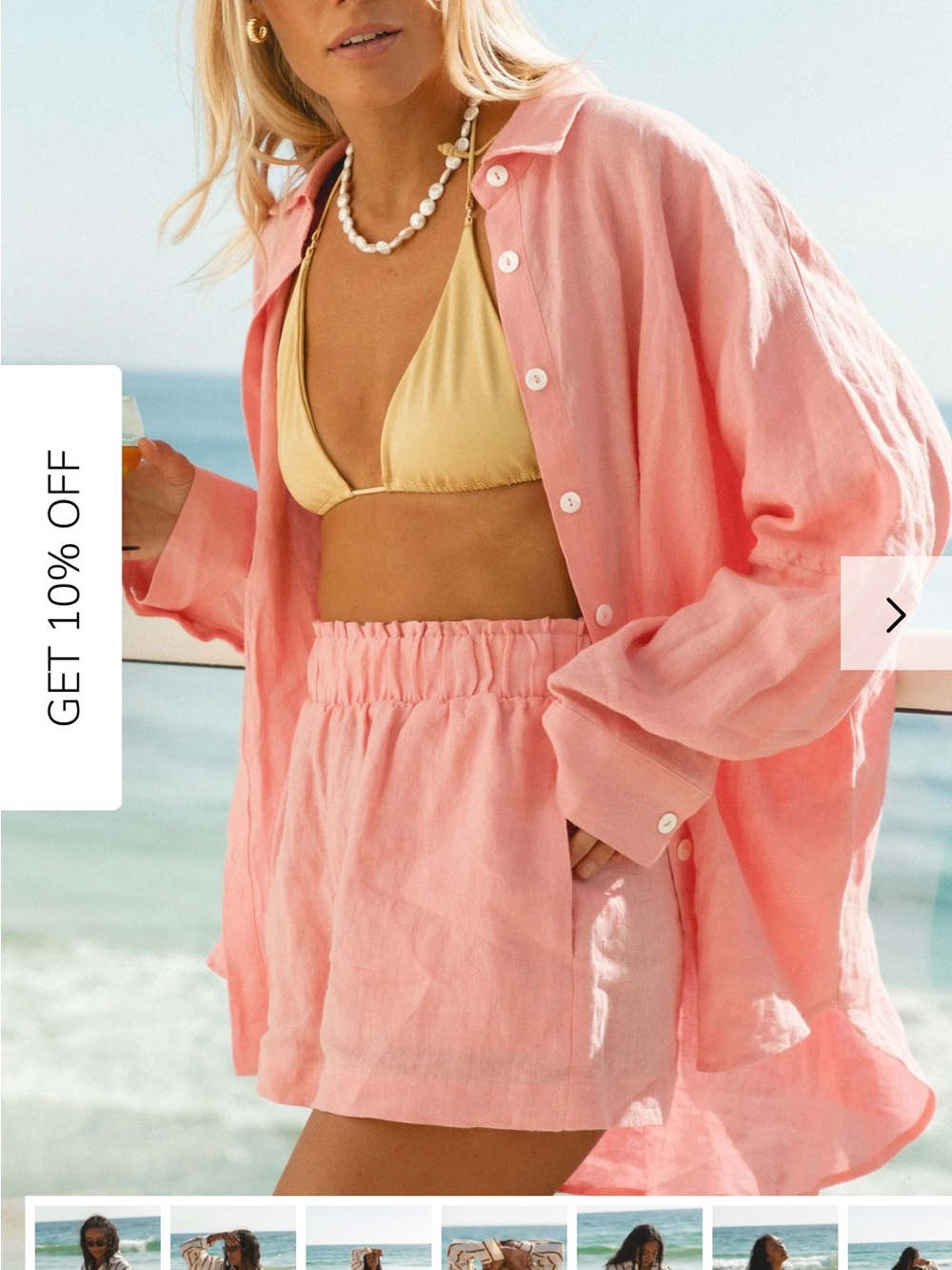 Solai the Label Pink 100% Linen Button Down